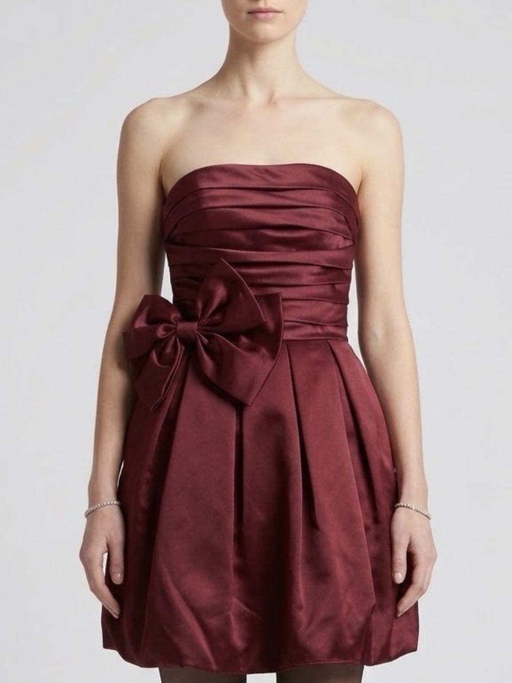 NWT Dear Moon Burgundy Strapless Bow Mini Dress Homecoming Prom Sz 9